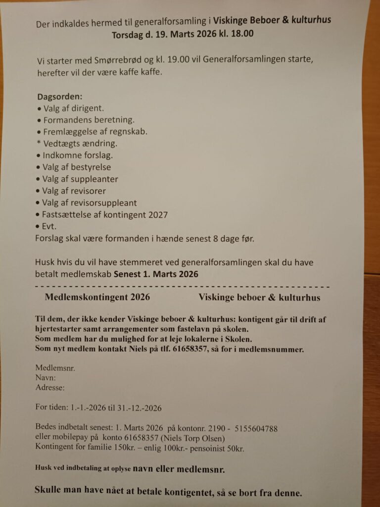 Generalforsamling, Viskinge Beboer & Kulturhus