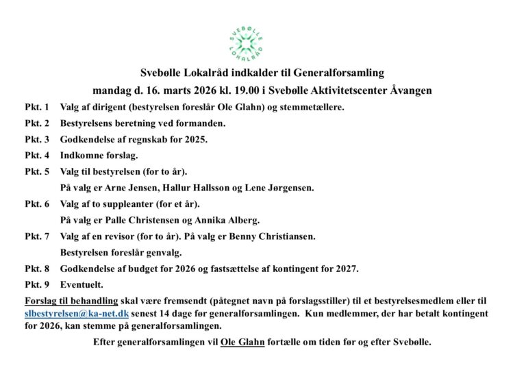 Generalforsamling, Svebølle lokalråd